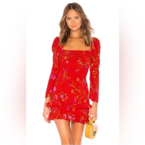 Lovers + Friends Valentina Red Floral Mini Dress